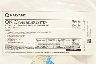 Halyard QB15016SGC ON-Q Pain Relief System Quikbloc Over-The-Ndle Cath. Set (x)